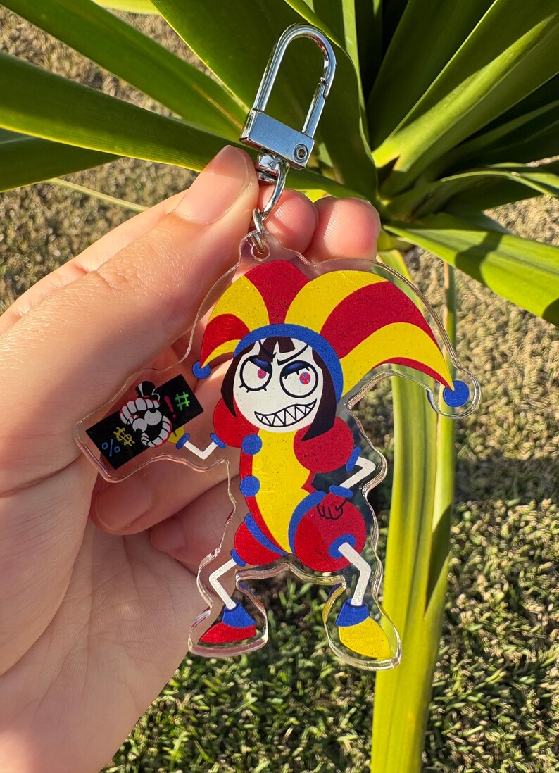 Jester Key Chain Caine Crashout, Evil Pomni, Crappy Fishies, Kinger Acrylic Charms ...