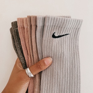 Nike Coloured Hand Dyed Socks | Beige | Neutral | Brown | Earth Tones - Christmas Gift for her, Christmas Present, Xmas Gift