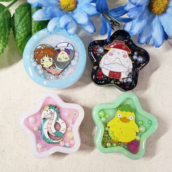 Kawaii Spirited Away Inspired Resin Shaker Charm Phone Grip Keychain Badge Reel