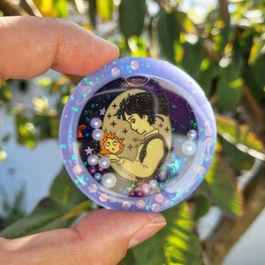Kawaii Howl's Moving Castle Inspired Resin Shaker Charm Phone Grip Keychain Badge Reel