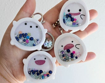 Kawaii hecho a mano resina shaker fantasma llavero encantos insignia carretes