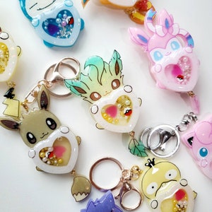 Kawaii Pet Monster Inspired Handmade Resin Shaker Charm Phone Grip Keychain
