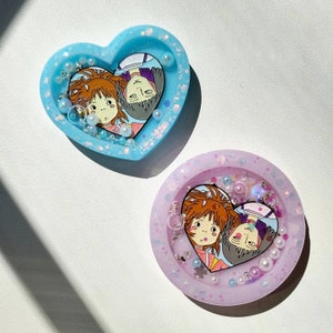 Kawaii Haku and Chihiro Spirited Away Inspired Resin Shaker Charm Phone Grip Keychain Badge Reel