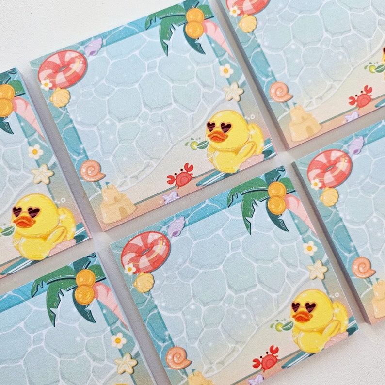 Stationery Set Ducky Day at the Beach Note Pad Sticky Note Sticker Pen ...