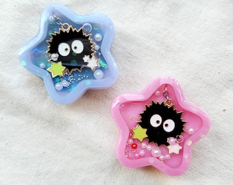 Kawaii Custom Resin Water Shaker Soot Sprite Phone Grip/Keychain