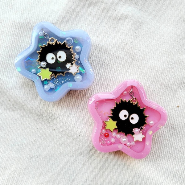 Kawaii Custom Resin Water Shaker Soot Sprite Phone Grip/Keychain