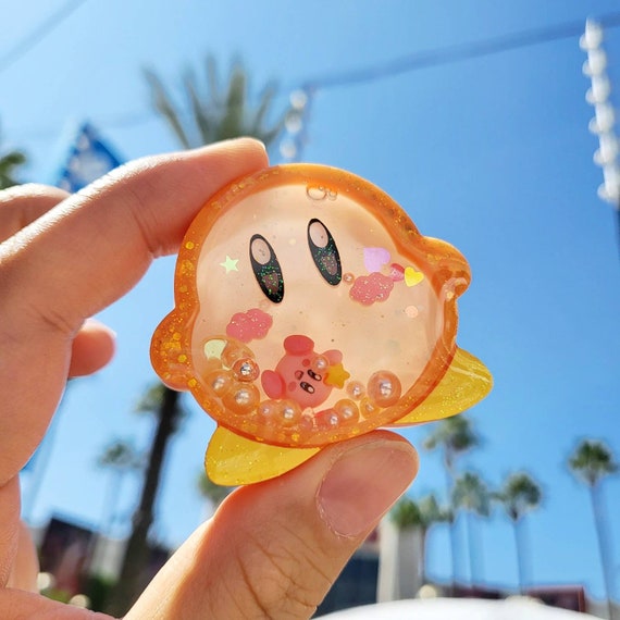 Handmade Resin Shaker Charm Kirby Inspired Phone Grip Keychain