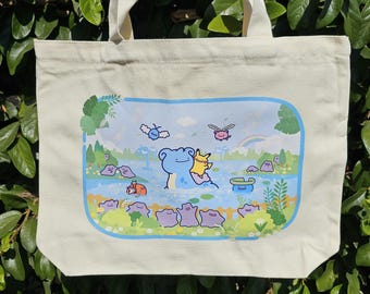 Kawaii Cute Zipper Tote Bag