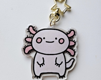 Llavero acrílico epoxi con purpurina de axolotl