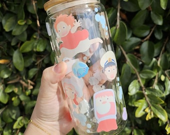 Vaso de vidrio doble aislante Kawaii Cute Ponyo