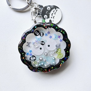 Handmade Resin Shaker Charm Soot Sprite Inspired Phone Grip Keychain Badge Reel