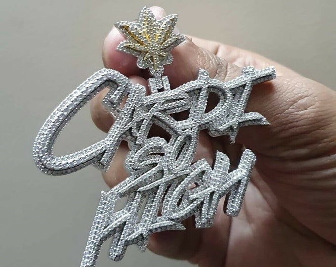 3.48 CT Round Moissanite /Simulated Diamond Men's Layered Customized Name Pedant in 925 Silver ,Custom Made Hip Hop Pendants.