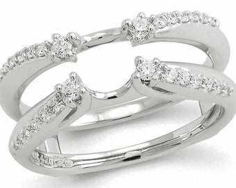 1.75 Ct Round Cut White Diamond Enhancer Wrap Band Ring Anniversaire de mariage Anneau Diamant Simulé Or Blanc 14kt Finition Bague pour Femme