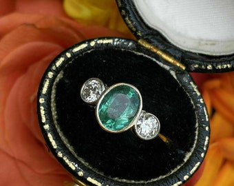 2.52 CT Oval Cut Emerald & Diamant Vintage Art-Deco-Verlobung Ehering Simulierter Diamant 14kt Weißgold-Finish für Frauen
