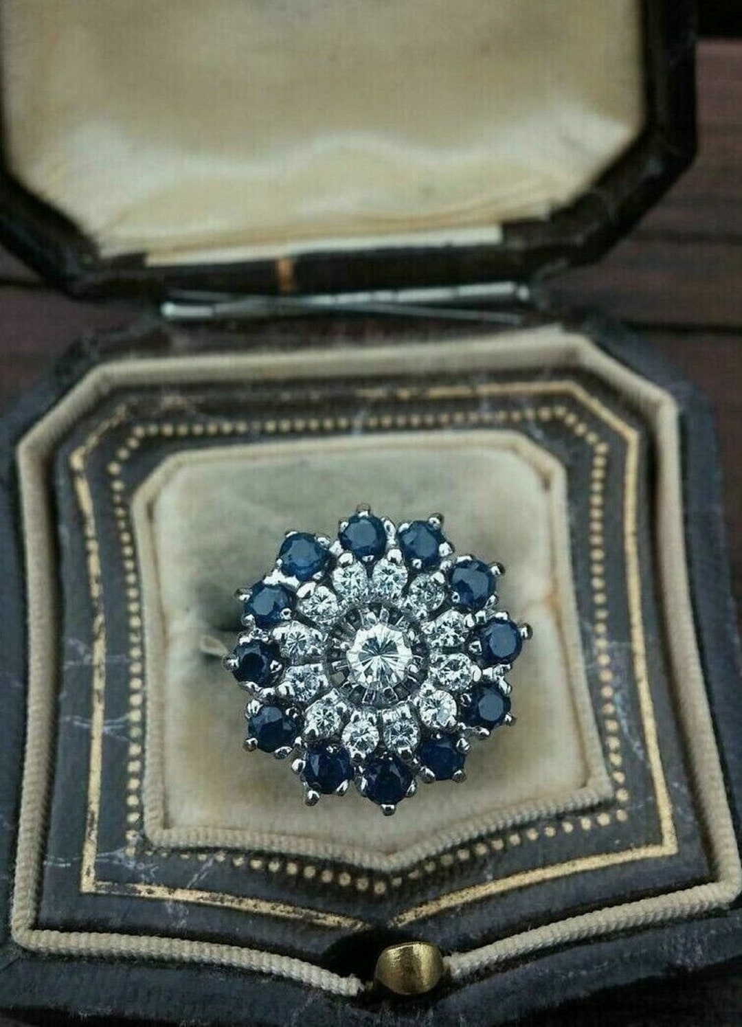 Anello Malocchio Argento 925 Con Zirconi E Smalto Blu - Taglia UK N 1/2 (EU 54)
