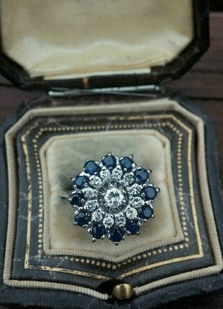 Anello Malocchio Argento 925 Con Zirconi E Smalto Blu - Taglia UK N 1/2 (EU 54)