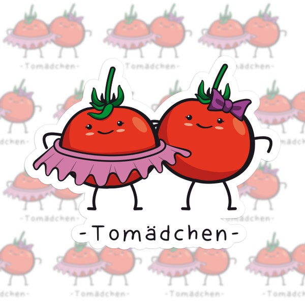 Süße Tomaten Aufkleber | Kawaii Mädchen Aufkleber, Tomädchen Geschenk-Aufkleber CO2-neutral gedruckt