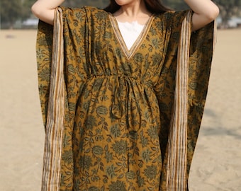 Pure Cotton Kaftan Dress, Summer Dress, Long Maxi Caftan, beachwear, Maternity Dress, Holiday Vacation Wear, Muumuu, Maternity Dress