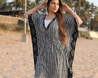 Black Tie Dye Kaftan, Cotton Printed Kaftan, Maxi dress, Caftan, Lounge wear, Roomy dress, Grown dress, Cotton fabric kaftan, Muumuu