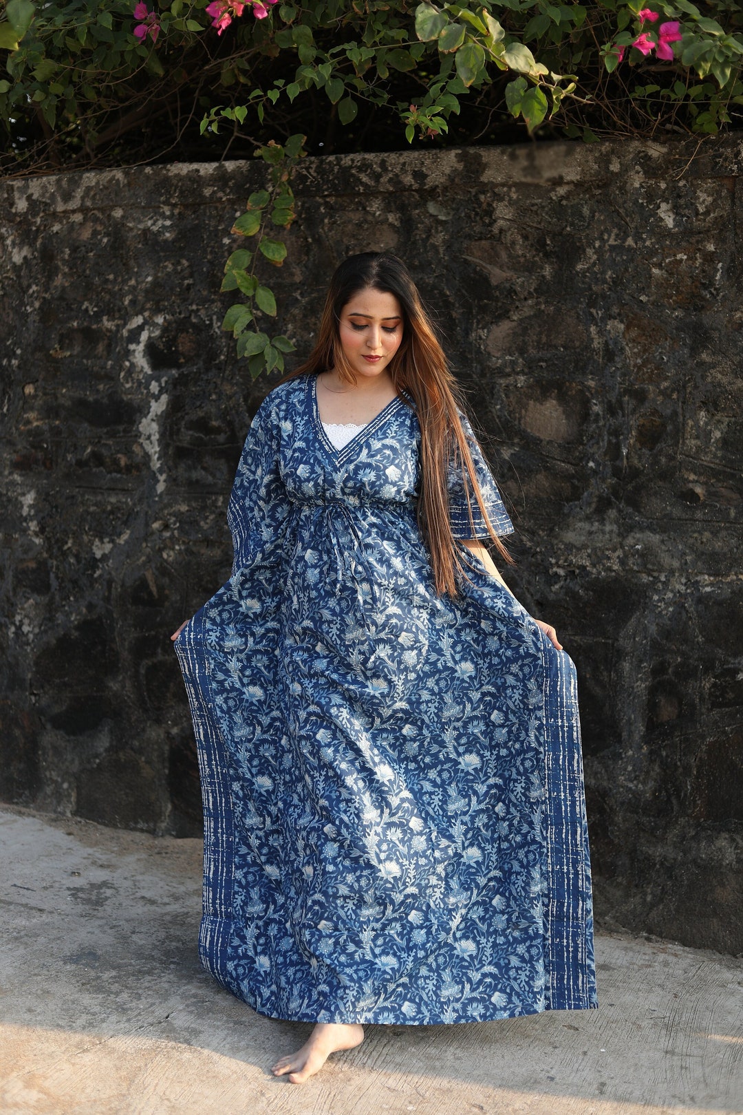 Cotton aqua short kaftan