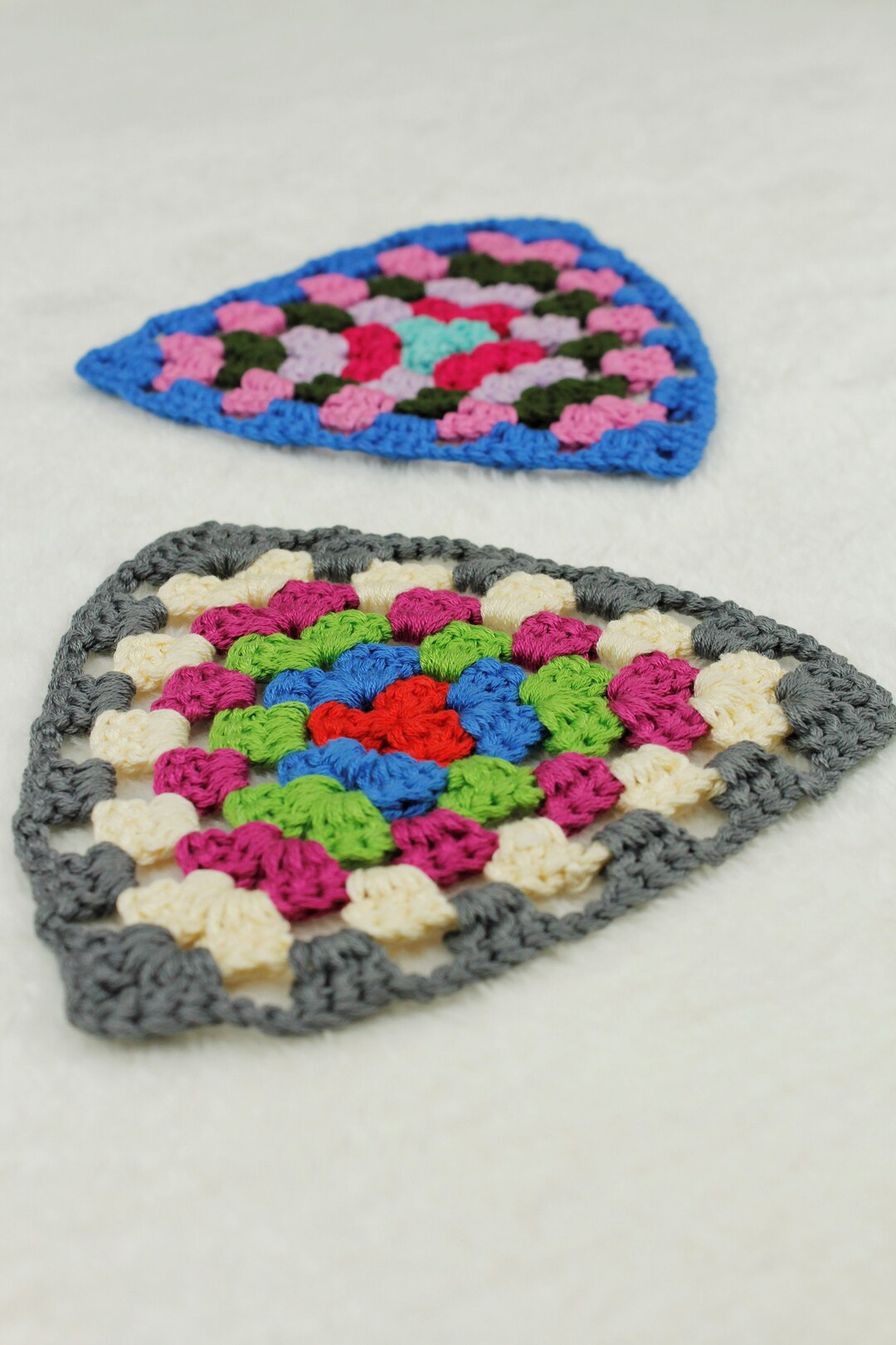 Set of 2 Coasters, Handmade Crochet Coaster, Triangle Coaster, Crochet ...