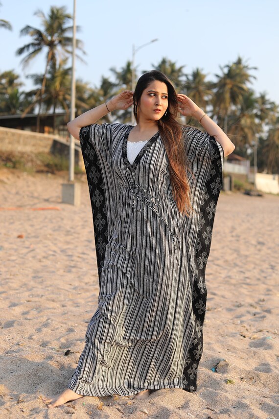 Black Tie Dye Kaftan, Cotton Printed Kaftan, Maxi dress, Caftan, Lounge wear, Roomy dress, Grown dress, Cotton fabric kaftan, Muumuu