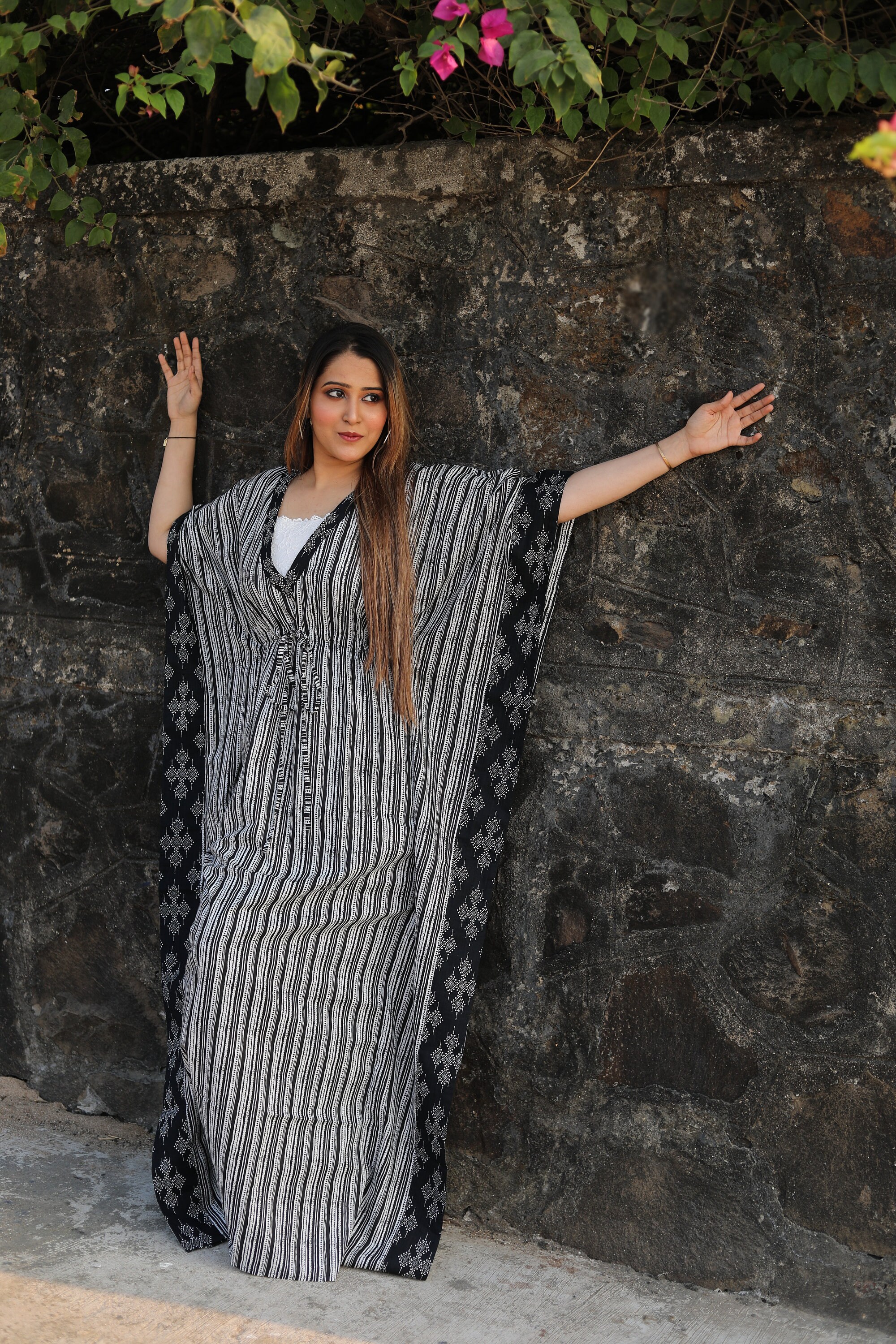 Women Blue Tie-Dye Printed Kaftan Dress main image 0