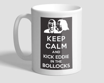 Onderste Keep Calm Kick Eddie bedrukte mok