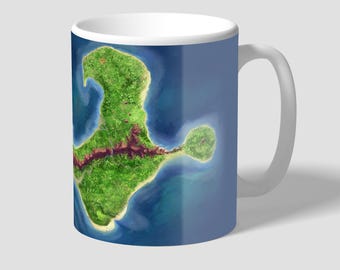 Mok met de kaart van Monkey Island 1, een retro gaming cadeau.