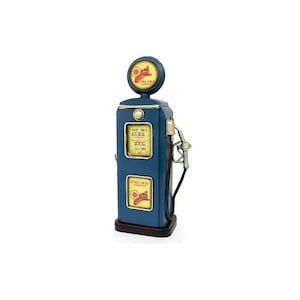 Fuel Pump Gas Station Decorative Metal Piggy Bank, Vintage Old American Style Art Object Collectible Figurine Sculpture Model, Gift Decor