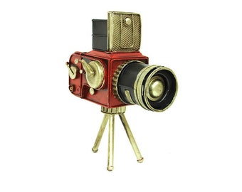 Stand Camera Tripod Metal Vintage Style Sculpture Decor, Cinema Photography Accessory Decorative Collectable Art Object, Nostalgic Gift