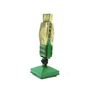 Metal Microphone Vintage Style Sculpture Art Object, Nostalgic Miniature Figure Trinket, Home Office Desktop Shelf Decor, Gift Dj Singer image 3