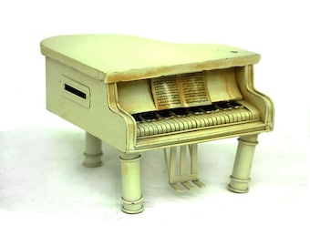 Decorative Vintage Piano, Piggy Bank Piano Ornaments Trinket Miniature Figure Secret Creative Money Box, Home Office Decor, Gift for Pianist