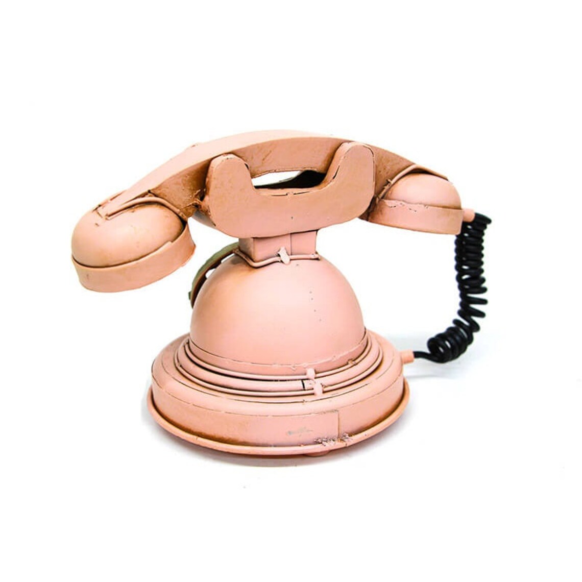 Decorative Antique Telephone Vintage Decor, Nostalgic Pink Ornaments