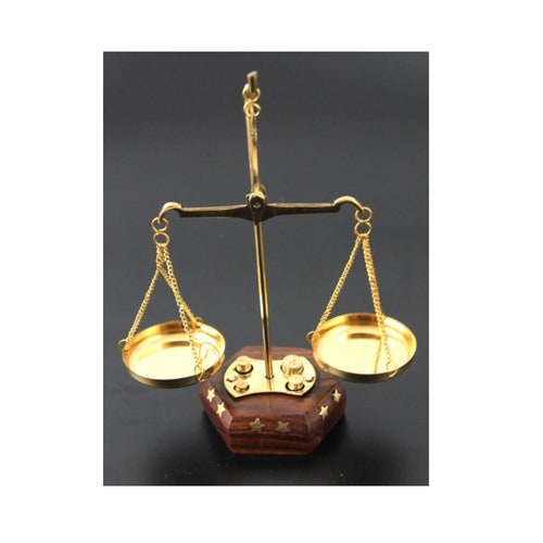 Collectibles Brass/Wood Weighing Scale Balance Justice Law Scale Decoration Gift 