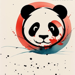 Panda Wall Art Printable – Ink & Watercolor Minimalist Animal Poster