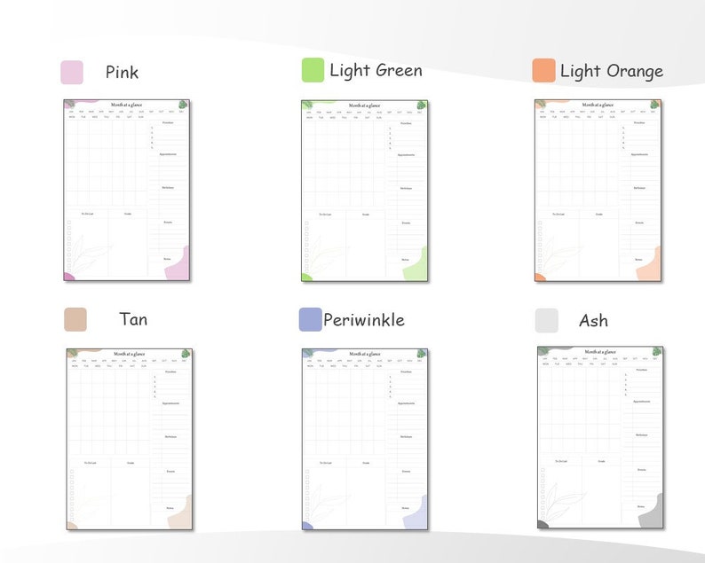 Month at a Glance Monthly Planner Monthly Productivity - Etsy