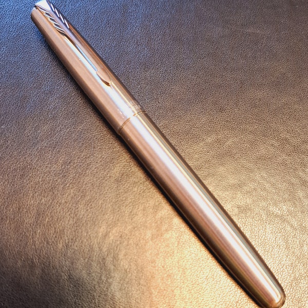 Vintage Parker Frontier Braun Germany adver. / advtg. stainless steel Ballpoint Rollerball Pen