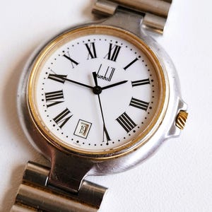 Vintage Alfred Dunhill Millennium Calendar Quartz Tvåfärgad Schweizisk Herrarmbandsur