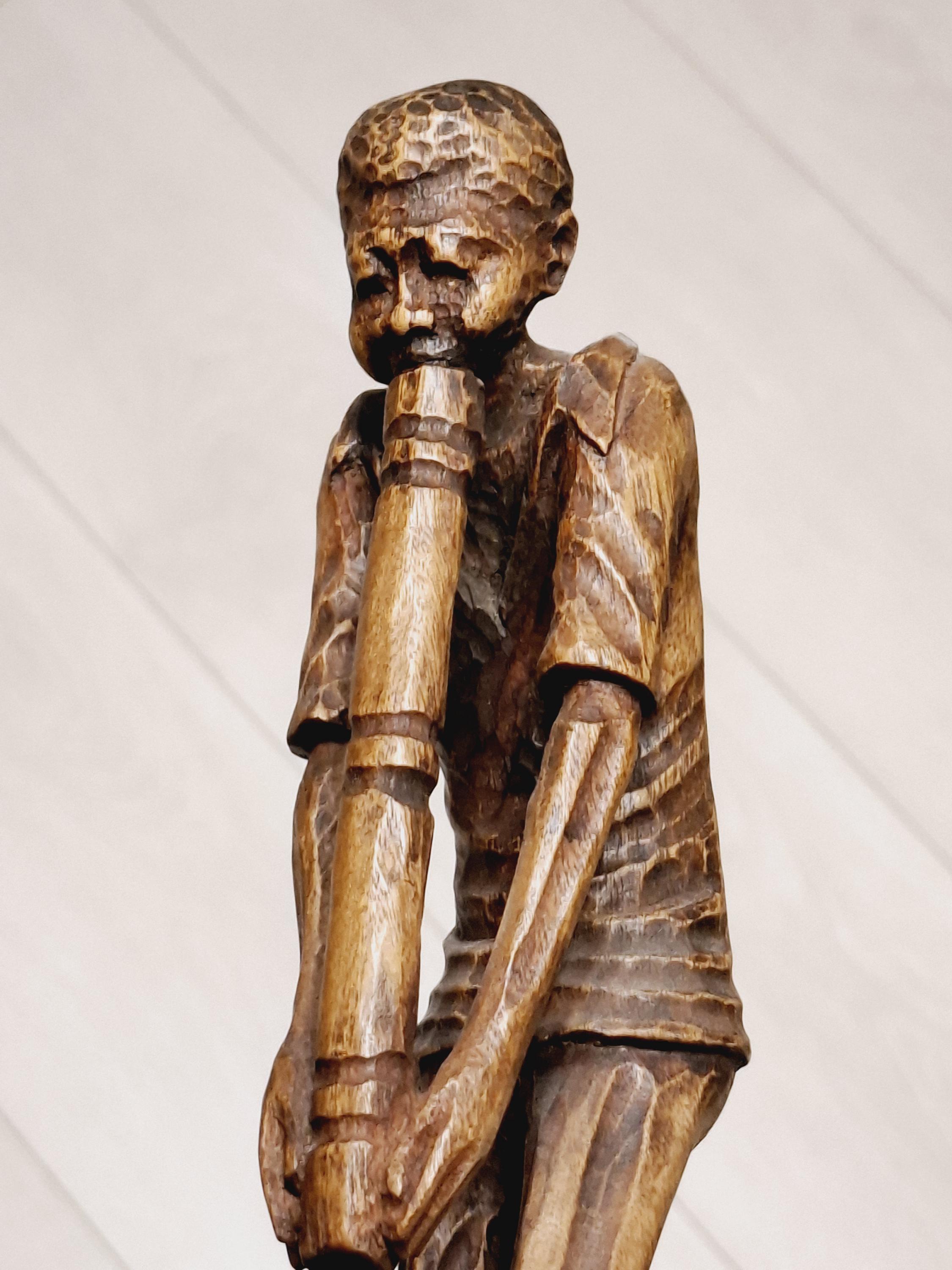 Vintage Standing Wood Sculpture of a Haiti Rara Vaksin/vaksen