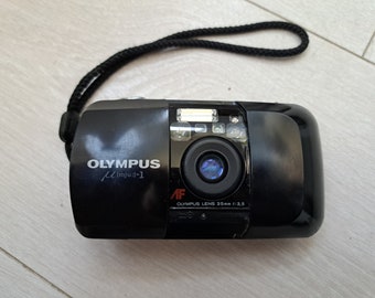 Vintage Olympus μ Mju 1 Infinity Stylus Point & Shoot 35 mm Film compact camera tested, with case