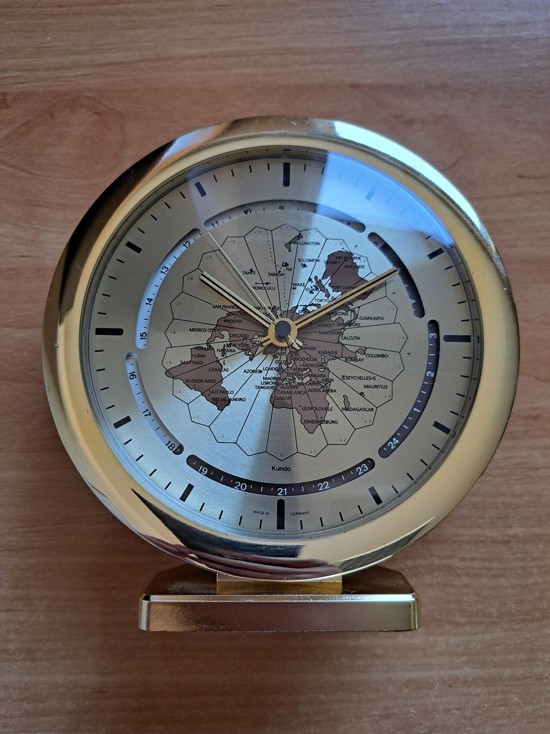 Large Kundo Vintage World Time Table Clock From the 1970s Etsy