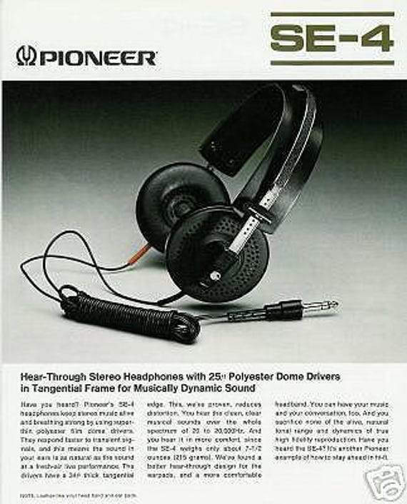 ビンテージステレオヘッドホン Pioneer SE-4 80年代製、動作確認済み
