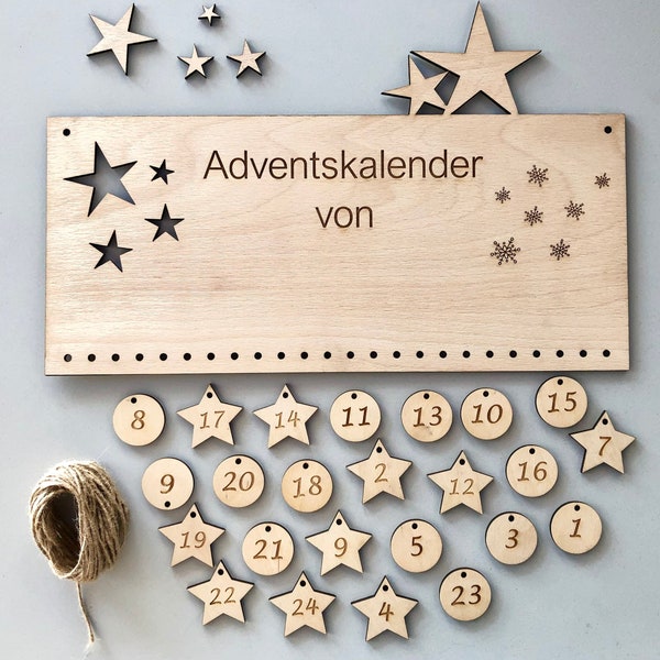 Adventskalender personalisiert Gravur mit Name Weihnachten Kinder Kalender Stern Kalender