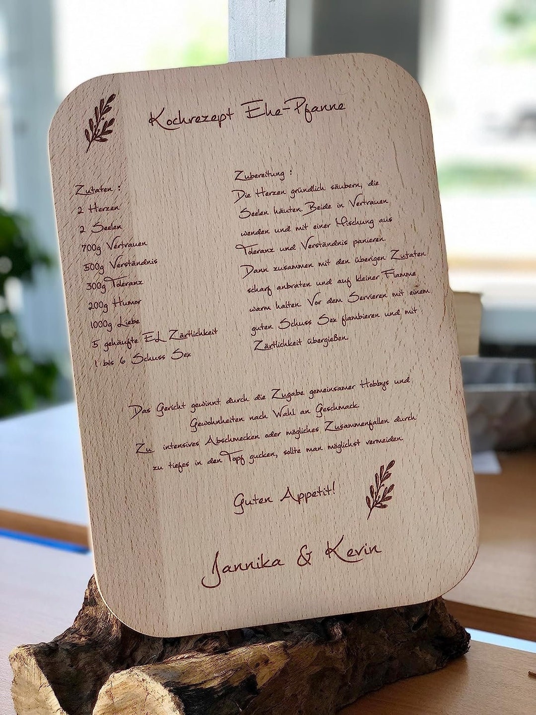 Kochrezept Ehepfanne Hochzeit Schneidebrett Mit Gravur Personalisiert