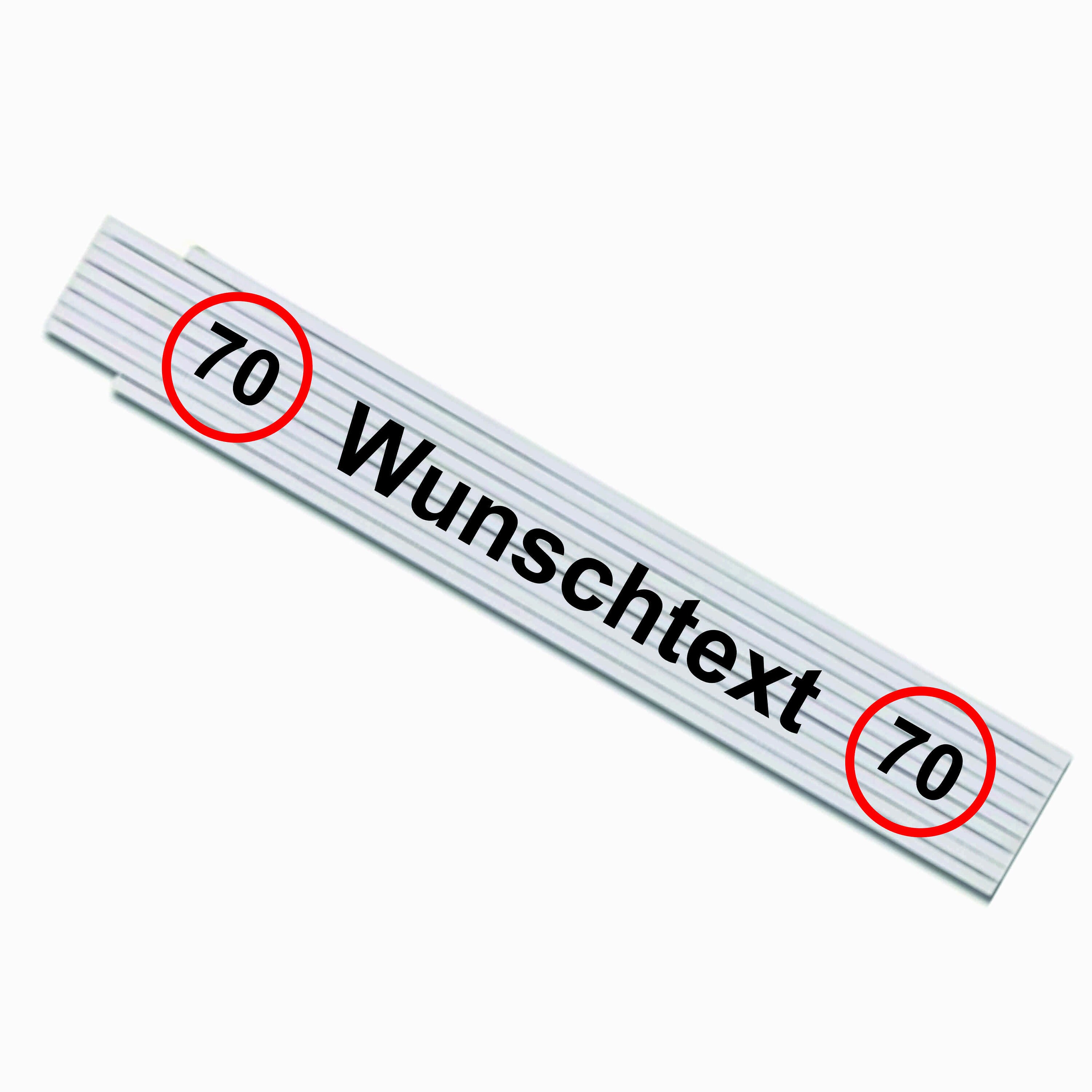 Zollstock 2m bedruckt mit personalisiertem Wunschtext runder Geburtstag 30 40 50 60 70