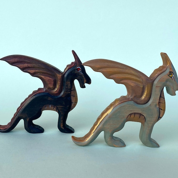 Dragon Wooden Toy, Handmade Dragon Figurine, Fantasy Figurine Statue, Organic Wooden Toys, Waldorf Toy