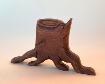 Wooden Tree Toy Stump, Waldorf Toy, Handmade Figurine, Carving Wood