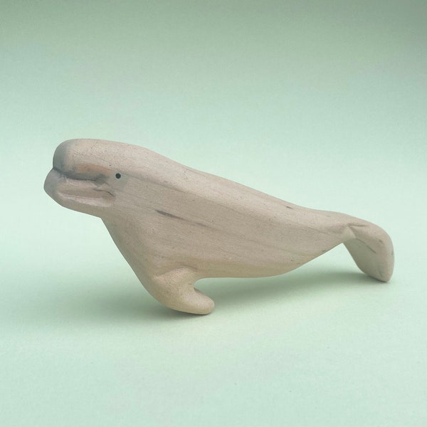 Beluga Whale Wooden Toy - Sea Animals Wooden Toys - Marine Figurine - Wooden Animals Toys - Waldorf Wood Toy- Handmade Toys