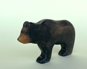 Wooden Bear Animal Toys - Handmade Woodland Animal Toys - Black Bear Figurine - Waldorf Figurine - Forest Animals